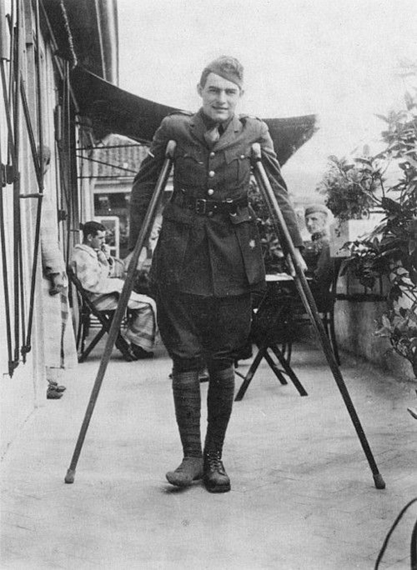 Hemingway on Crutches 1918